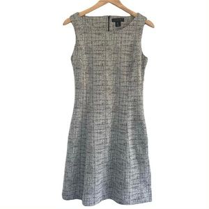 Tahari Size 2 Black and White Tweed Sleeveless Crewneck Work Dress